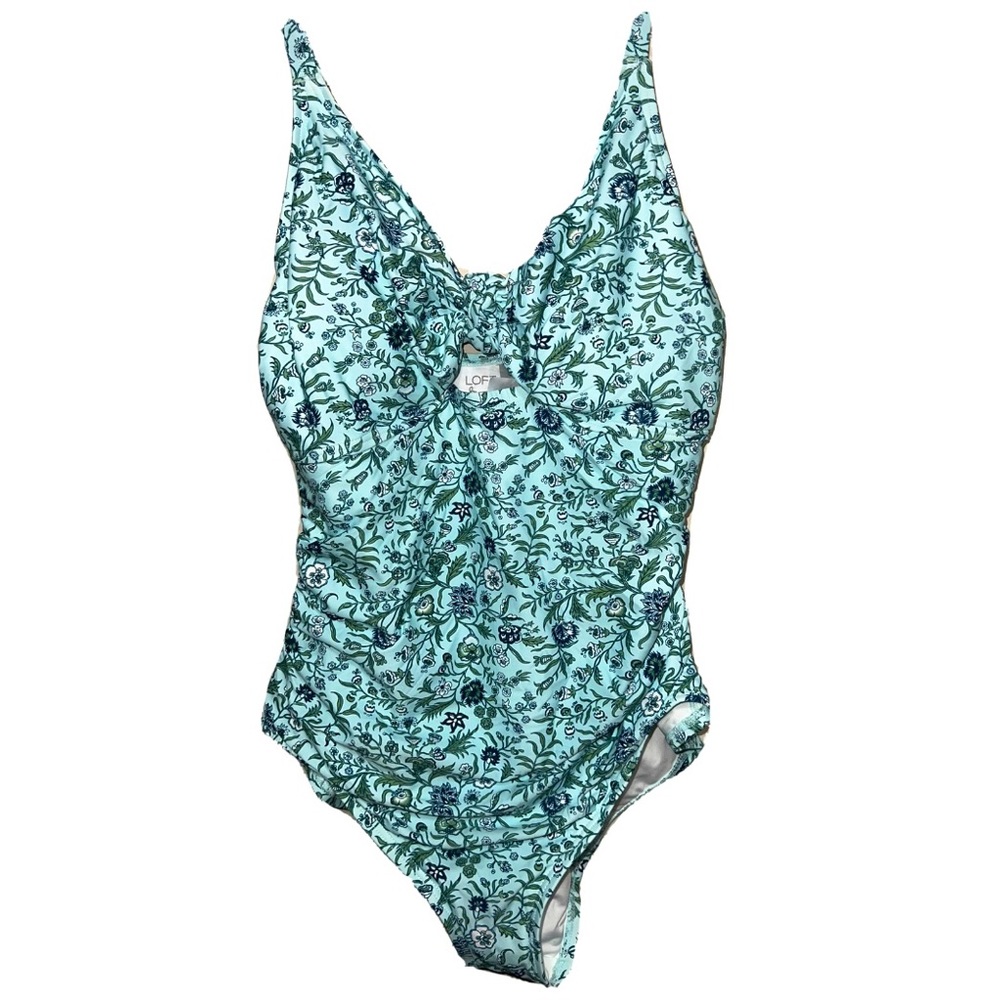 LOFT Blue Floral One Piece Swimsuit